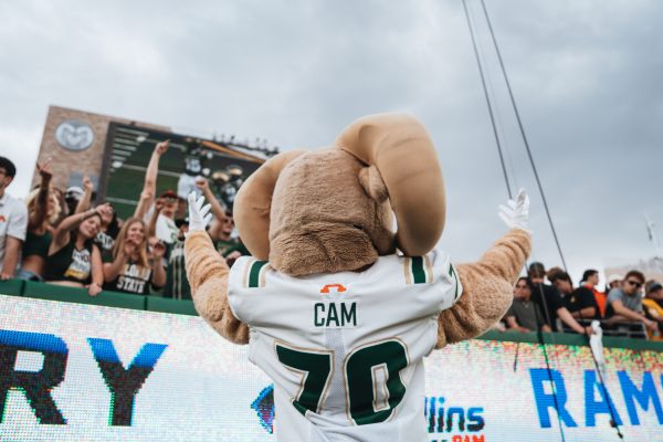 CAM the Ram hypes up the crowd at Colorado State University's home opener against the University of Wyoming Sept. 5. CSU won 35-13.