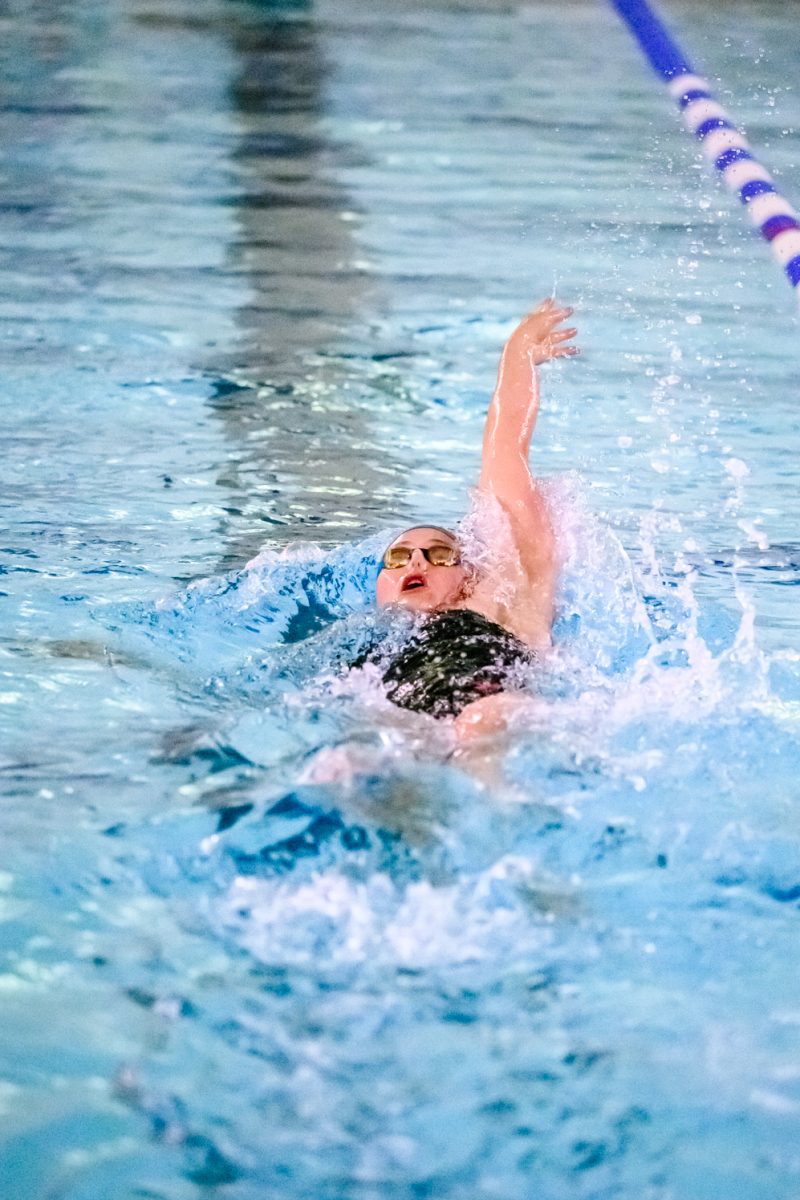 Colorado State University swimmer Tess Whineray swims the 200 yard backstroke during day one of the Front Range Invitational Oct. 2.