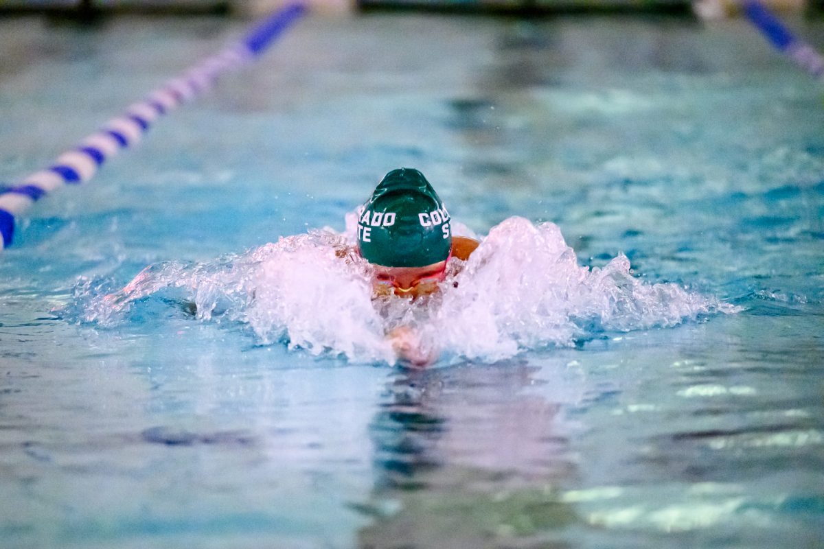 Colorado State University swimmer Kayda Geyer swims the 200-yard breaststroke during day one of the Front Range Invitational Oct. 2.