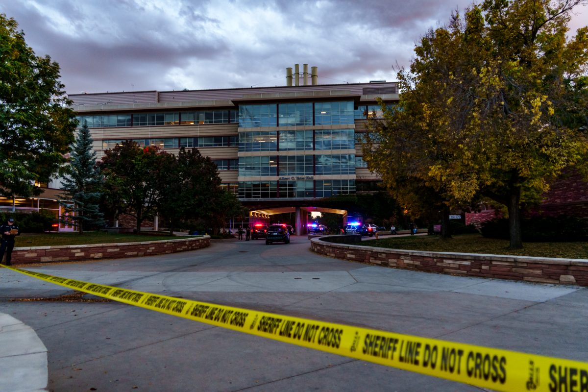 Police barricade tape blocks off Colorado State University's Microbiology and Chemistry Buildings, as well as Yates Hall, after an officer involved shooting in the Microbiology Building Oct. 12. 